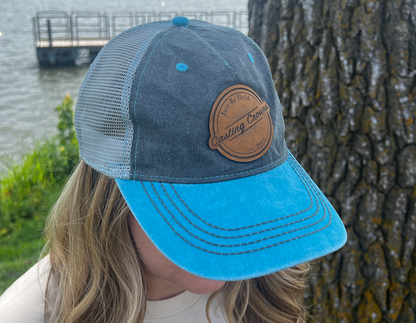 JUST BE HELD Leather Patch Hat - Caribbean Blue