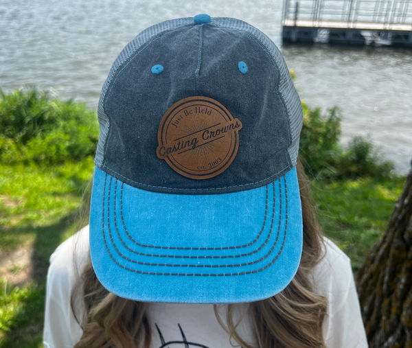 JUST BE HELD Leather Patch Hat - Caribbean Blue