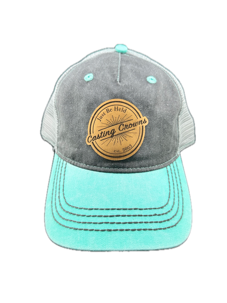 JUST BE HELD Leather Patch Hat - Seafoam