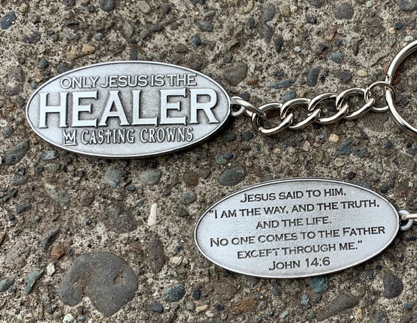 ONLY JESUS IS THE HEALER Pewter Keychain