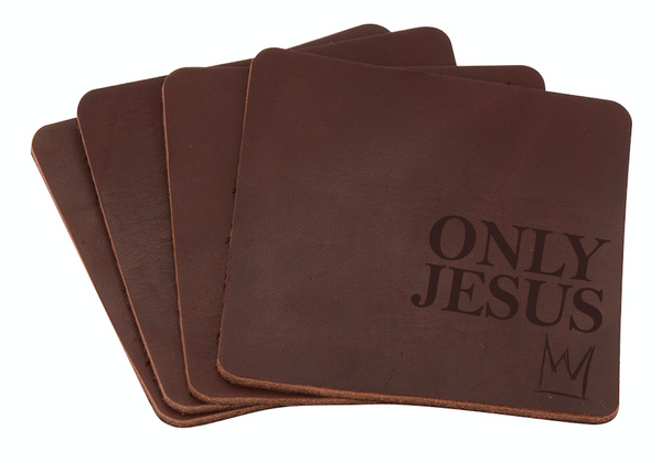 Leather ONLY JESUS  Coaster Set